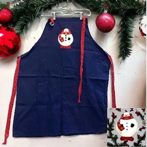 ST. NICHOLAS SQUARE -- Christmas Apron & Matching Pot Holder SET, Snowman Motif